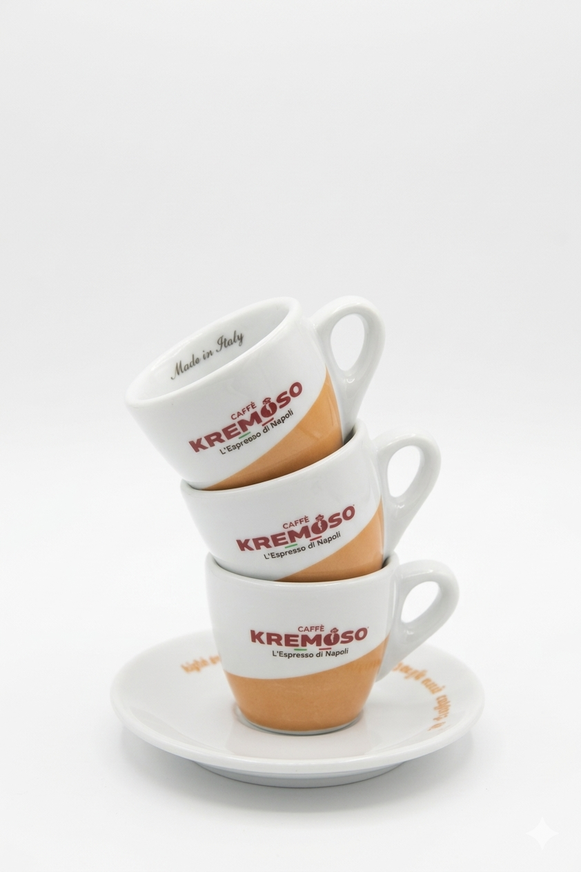 Set 6 cești espresso și farfurioare KREMOSO